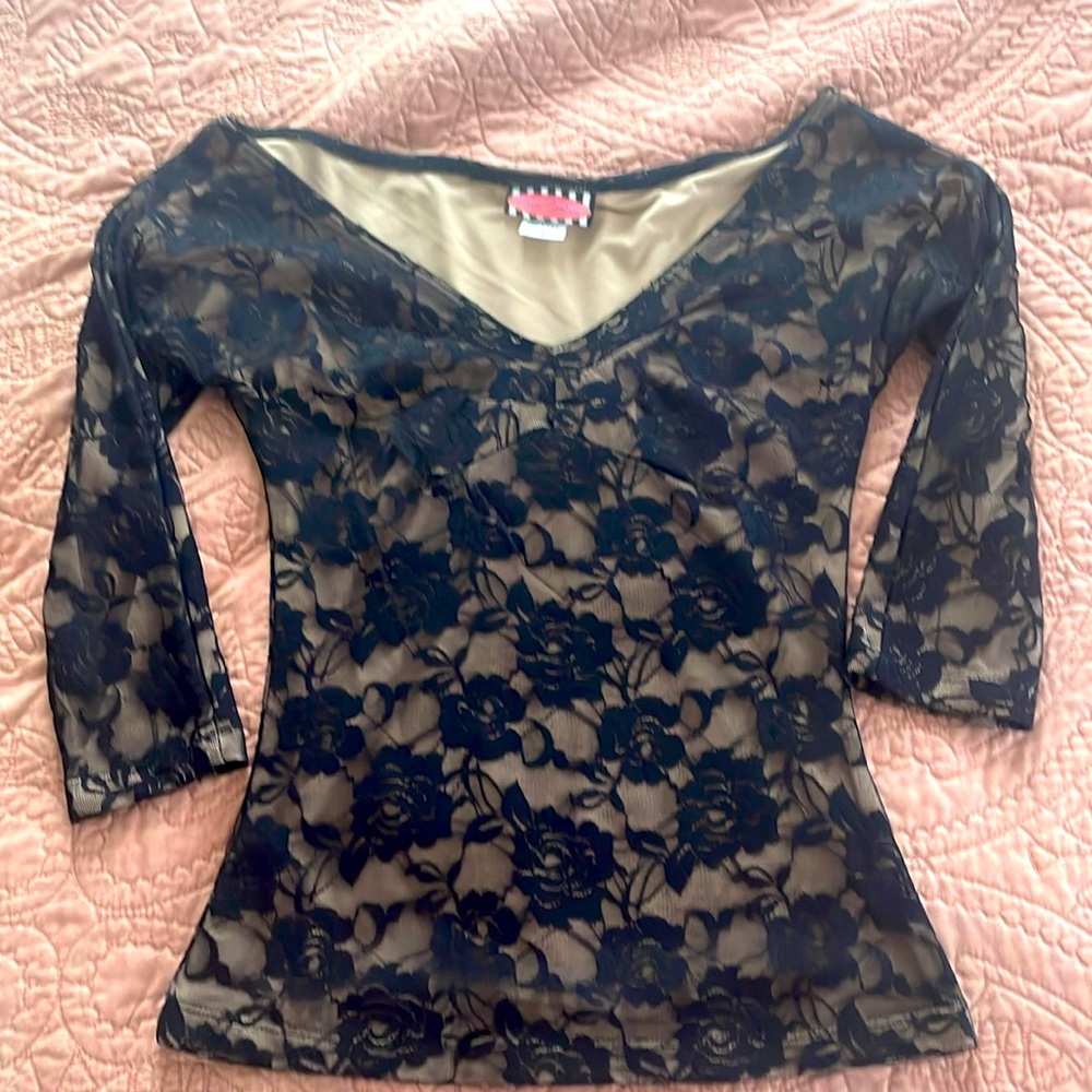 Pinup couture off shoulder lace top